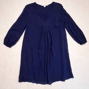 Diane Von Furstenberg Shift Dress Knee Length Navy Blue 3/4 Sleeve Lined Size 2